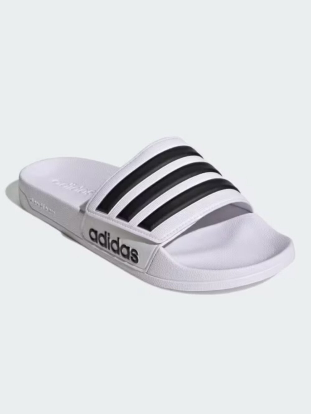 adidas Adilette Shower Velcro Slides Sandals White Black Size 10
